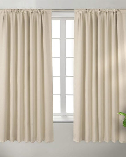 BGment Champagne Blackout Curtains 63 Inch Length for Bedroom - Thermal Insulated Room Darkening Soundproof Rod Pocket and Back Tab Curtains for Living Room, 2 Window Curtain Panels, 70 x 63 Inch,