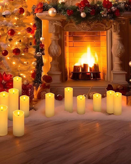 24 Pack Christmas Decoration Flickering Flameless Candles, Battery Operated Candles,LED Candles for Home Decor,Wedding,Halloween,Birthday,Valentine'sDay (D2.2 xH 5" 6" 7" Ivory)