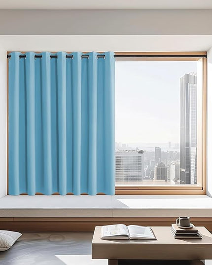 NICETOWN Blackout Curtains 72 inches Long, Grommet Privacy Window Treatment Thermal Insulated Room Darkening Sliding Glass Door Drape for Bedroom Living Room, 1 Panel, W100 x L72, Teal Blue