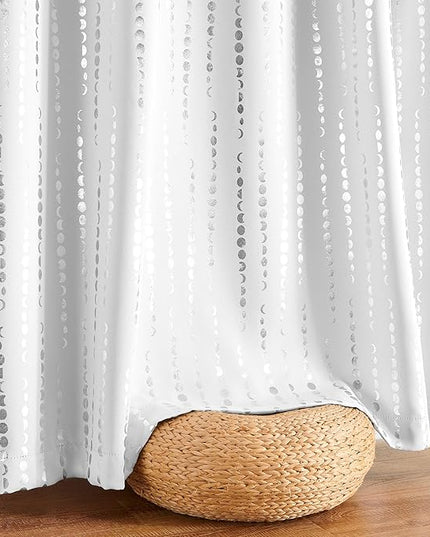 jinchan Boho Curtains 95% Blackout Moon Phases Printed Christmas Curtains Bedroom 108 Inch Length 2 Xmas Panels Festive Holiday Silver Drapes Rod Pocket Back Tab for Nursery Window Treatment