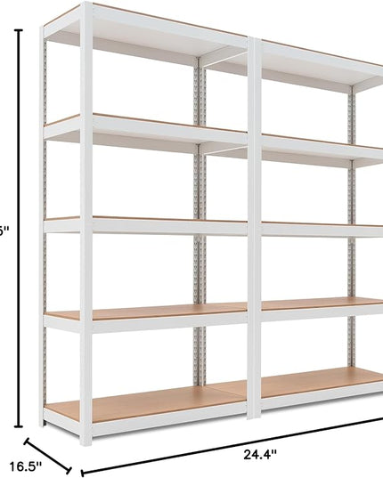 HOMEDANT House 5 Tier Laminated Metal Shelving Unit Adjustable Storage Utility Rack Heavy Duty Shelves Organization Multipurpose Shelf Kitchen Garage Pantry Closet (2, (M) 36.2" W, White)