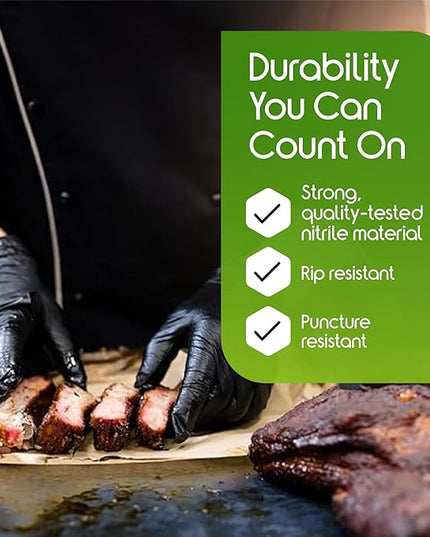 Inspire Black Nitrile Gloves HEAVY DUTY 6 Mil Nitrile Chemical Resistant Medical Cooking Cleaning Disposable Black Gloves