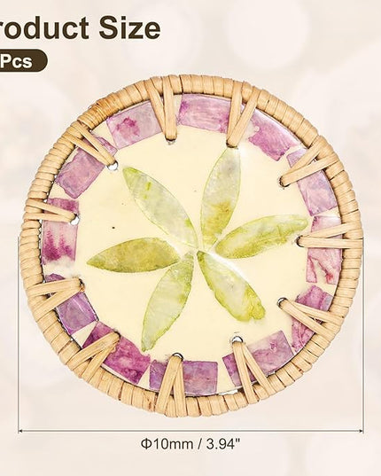 uxcell 2Pcs Handmade Woven Rattan Coasters, Heat-Resistant Drink Coasters for Coffee Table Dining Room Kitchen Coffee Wine Decor, Light Green Petal