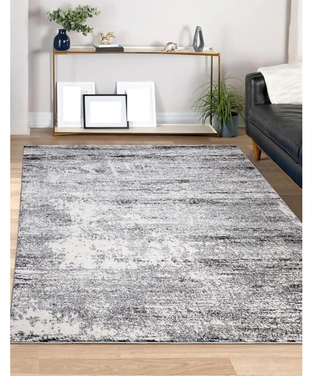 Keen Home Design Area Rugs - Non-Shedding, Thick Pile Abstract Rugs for Kitchen, Living Room, Bedroom, Dining Room, Entryway (Abstract Cream/Grey, 7'3" x 10'2")