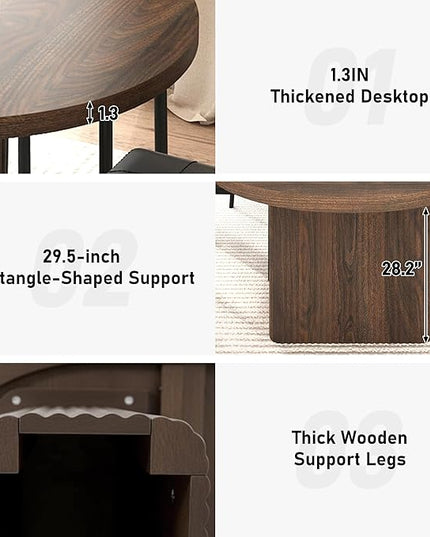 70.8 in Dining Table for 4 5 6 | Modern Walnut Rectangular Kitchen Table W/Waterproof Wood Tabletop,Farmhouse Long Dining Room Tables W/Foot Pads&Wood Strip Base for Kitchen Living Room