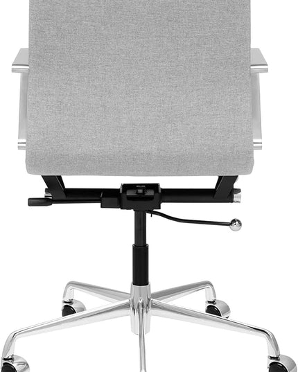 Laura Davidson Furniture SOHO II Padded Management Office Chair - Mid Back Desk Chair with Arm Rest, Swivel & Cushion Availability, Made of Poly-Cotton Fabric, Grey Fabric, Computer Chair