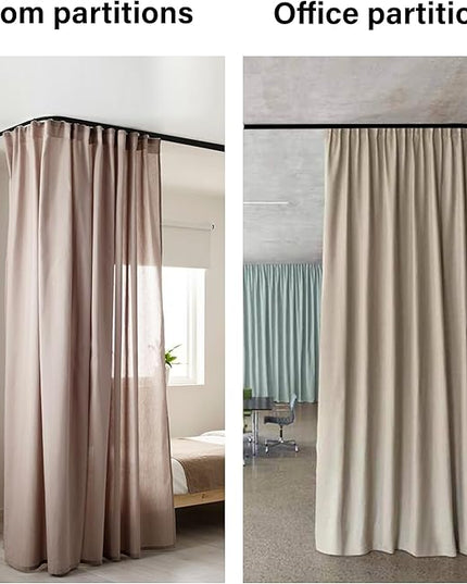 90° Curved Connectors for Track Curtains Ceiling Mount/Wall Mount, Ceiling Track for Curtains, Room Divider Curtains Tracks（Black 2PCS）.