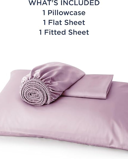 Bedsure Cooling Sheets Twin, Rayon Derived from Bamboo, Breathable & Soft Twin Sheets Set, Deep Pocket Up to 16 Inches, Hotel Luxury Silky Bedding for Hot Sleepers, Lavender