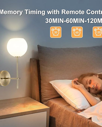 Brass Battery Operated Wall Sconces Set of 2, Rechargeable Wireless Wall Lights with Milky White Frosted Glass, 12 RGB and 3CCT Dimmable, Wall Lamps with Remote for Bedroom Living Room Hallway