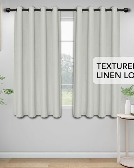 Easy-Going Linen Look Blackout Curtain Grommet Window Curtain Drapes for Bedroom, Living Room Thermal Insulated Room Darkening (2 Panels, 52x84 inch, Light Gray)