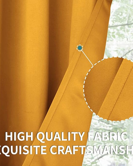 BGment Room Darkening Curtains 63 Inches Long - Grommet Thermal Insulated Drapes Window Treatment Curtains for Bedroom, 2 Panels, 42 x 63 Inch, Mustard Yellow