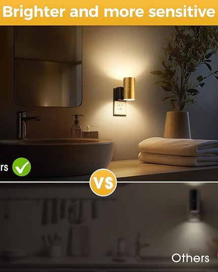 L LOHAS LED Night Light,Dimmable Night Lights Plug into Wall, 2 Pack Automatic Nightlight with Light Sensor, 3000K Soft White 0-100LM Modern Nightlight for Kids Bedroom Hallway