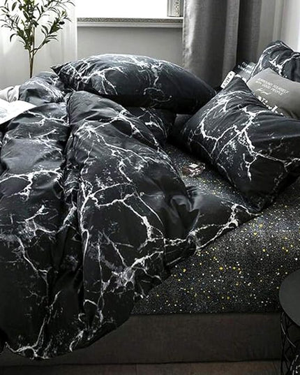 Houseri Black Comforter Set - Twin Size Black & White Gothic Aesthetic Comforter (3pcs, Twin Size)