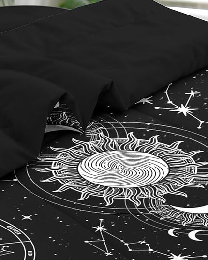 Comforter Set Queen Size, Sun Moon Tarot Vintage 7 Pcs Bedding for Kids and Adults, Boho Bohemian Retro Bed Sheet Sets with Fitted Sheet 2 Pillowcases & 2 Shams for Bedroom Bed Decor