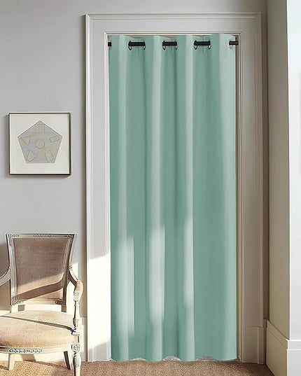 NICETOWN Door Curtain for Closet Doors 80 Inches Long 1 Panel, Blackout Doorway Curtain for Open Closet Bedroom, Room Divider Living Room for Privacy (Aqua Blue, 1 Panel, 46W x 80L)