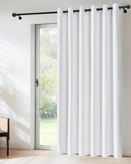 NICETOWN 100% Blackout Curtains Thermal Insulated Room Darkening Drapes Window Long Grommet Light Blocking Blackout Curtain for Living Room Bedroom, 1 Panel, 80 x 90 inch Length, Pure White