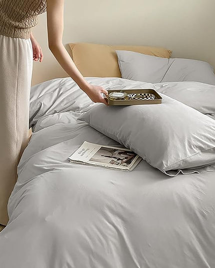Luxlovery Silver Grey Comforter Set King Grey Bedding Comforter Set King Size Light Gray Bedding Set Soft Light Grey Blanket Quilts for Women Men Adults