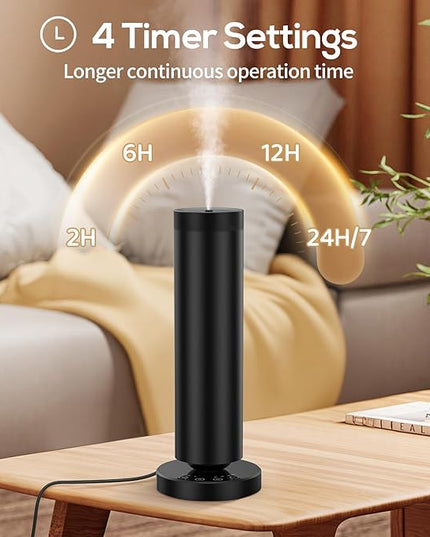 Waterless Diffuser with 90ML Essential Oils, Covers 1000 Sq Ft, Diffusers for Home Hotel, Adjustable Mist & Timer, Scent Diffuser Starter Kit with Night Light, Corded Electric,Black