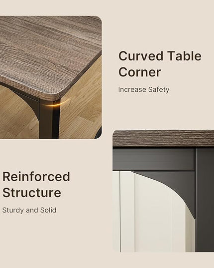Gizoon Kitchen Table for 2, Table and Chairs Set of 2, 3 Piece Dinner Table Set with 2 Upholstered PU Leather Chairs for Dining Room, Living Room, Apartment, Small Space, Grey