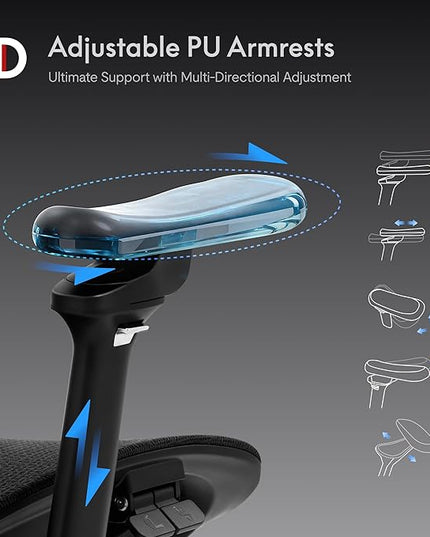 FLEXISPOT ErgoX Max Ergonomic Office Chair with footrest Black - Aluminum Alloy Frame & Base, 661 lb Capacity, 5D Armrests, 4D Adaptive Lumbar & 4D Headrest