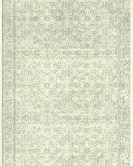 2x6 Washable Runner Rug for Hallways, Light Sage Green and Ivory Soft Neutral Vintage Kitchen Rugs with Non-Slip, Non-Shedding Distressed Floral Rug for Bedroom Kitchen Porch Laundry Entryway