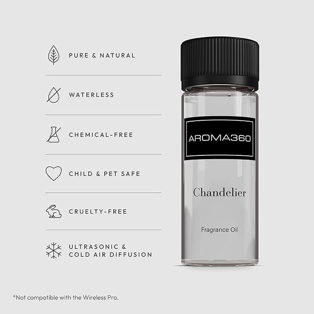 Aroma360 - Chandelier Fragrance Oil Blend | Hotel Inspired for Luxury Essential Oil Diffusers | Aromatherapy Scent Diffuser Oil | Bergamot, Woodsy Sandalwood, and Flirtatious Saffron - 50ML
