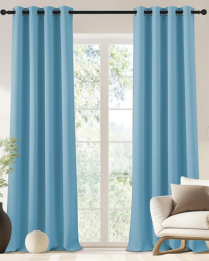 NICETOWN Blackout Drapery Curtain Panel 90 inches Long - Window Treatment Thermal Insulated Grommet Blackout Curtain/Drape for Bedroom Living Room (Teal Blue, 1 Panel, 46 by 90 inches)