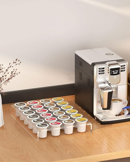 AITEE Acrylic K Cup Drawer Organizer, Clear K Cup Organizer Tray for Drawer or Countertop Storage, Hold 24 Coffee Capsules,K Cup Coffee Pod Holder for Office and Kitchen K Cup Storage (9.6x13.2Inches)