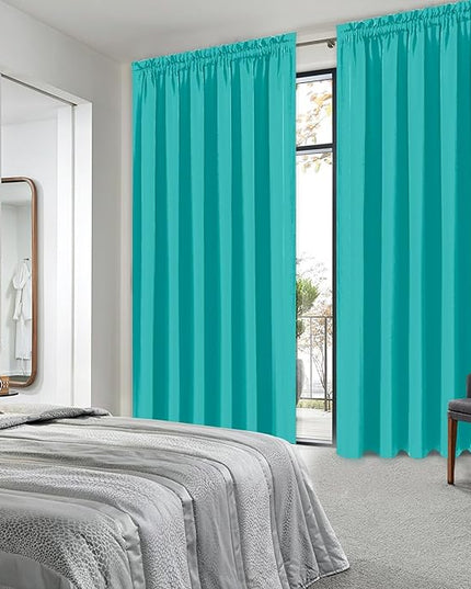 DWCN Blackout Curtains for Living Room Thermal Insulated, Energy Saving & Noise Reducing Bedroom Curtains, Peacock Blue, W 60x L 84 Inch, Set of 2 Rod Pocket Curtain Panels