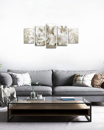 LUDUHU Arts Modern Flower Theme Wall Art - Abstract Orchid Canvas Wall Decor Flower Abstract Painting Still Life Canvas Wall Art for Home Decor (I,Oversize 40x20inch)