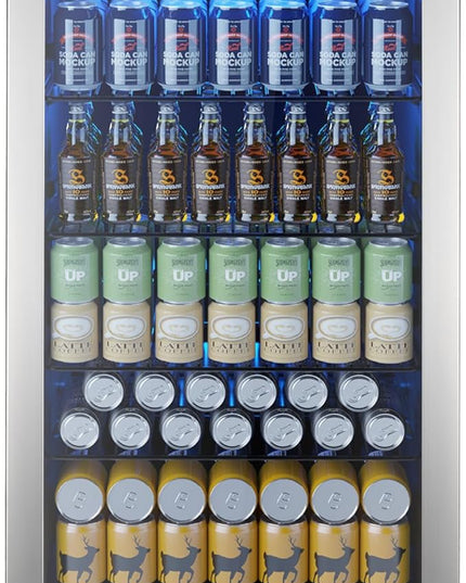 Mini Fridge 130 Can Beverage Refrigerator Cooler, 3.2 Cu.Ft Drink Fridge forSoda Wine Beer, Digital Temperature Control Cooler for Home, Dorm, Bar