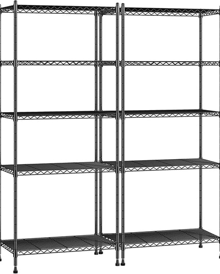 Storage Shelves Adjustable Metal Shelving Unit 5 Tier Wire Shelving,1010LBS Pantry Shelves Sturdy Steel Wire Shelf for Laundry Bathroom Kitchen Pantry, 13.6" D x 21.5" W x 59.4" H, 2PCS