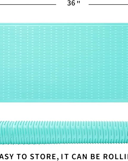 Silicone Dish Drying Mat for Multiple Usage,Easy clean,Eco-friendly,Heat-resistant Silicone Mat for Kitchen Counter or Sink,Refrigerator or Drawer Liner Mint 5XL 36inches x 18inches