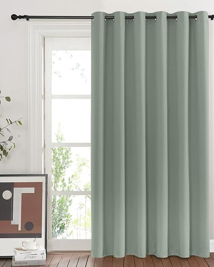 NICETOWN Sage Green Room Divider Curtains 84 inch Length, Grommet Thermal Insulated Blackout Patio Door Curtain Drape Sound Proof for Sliding Glass Door (1 Panel, W80 x L84)