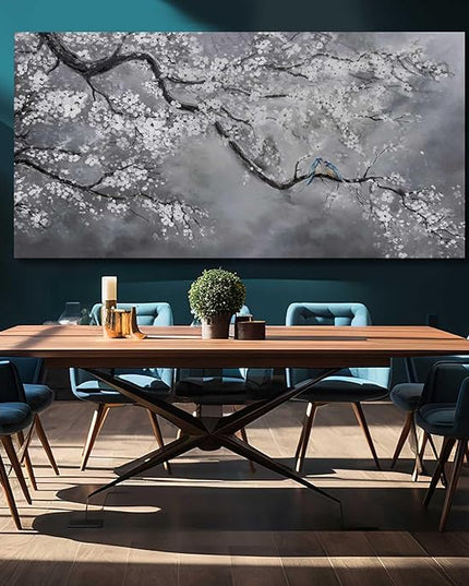 Artexist Canvas Wall Art/Grey Wall Decor 29"x58"/ Plum Blossom Oil Paintings/Large Artwork Wall for Living Room Bedroom Office Kitchen Home Decoration