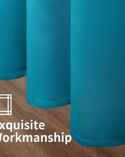 YoungsTex Teal Blue Blackout Curtains 68 Inches Length for Bedroom - Thermal Insulated Drapes with Grommet Room Darkening Privacy for Living Room Windows, 2 Panels, 42 x 68 Inch