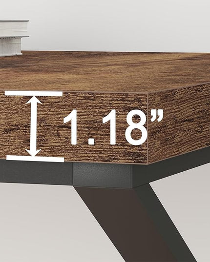 HSH Large Rustic Brown Computer Desk, 70 Inch Home Office Metal Wood Desk for 2 Person, Farmhouse Extra Long Writing Study Gaming Table, Bedroom Living Room PC Laptop Dual Monitor Desk