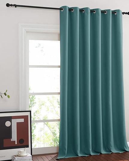 NICETOWN Blackout Room Divider Curtains for Sliding Glass Doors 102 Inches Long 1 Panel, Extra Wide Curtains for Doorway Patio Bedroom Living Room (Sea Teal, 80Wx102L, 1 Panel)