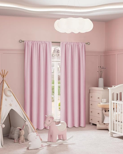 BGment Pink Blackout Curtains for Girls Room 2 Panels Set, Kids Curtains for Baby Nursery Bedroom 84 Inch Length Thermal Insulated Soundproof Full Room Darkening Toddler Room, Each Panel 42 Inch Wide