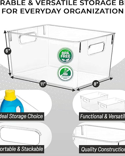 ClearSpace Clear Plastic Storage Bins – Pantry Organizers & Storage Containers, Cabinet Organizer - Home Organization Must Haves for Kitchen, Laundry Room, Office, Closet, Garage & Freezer