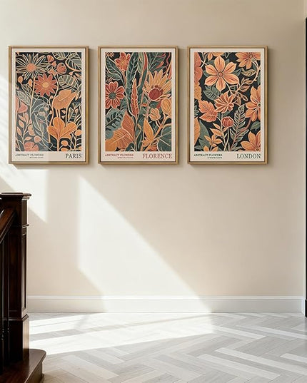 ANHUIB Floral Wall Art 16x24 Inch Large Vintage Botanical Wall Decor Retro Floral Blossom Paintings Modern Plant Art Prints Set of 3 for Living Room Bedroom Office