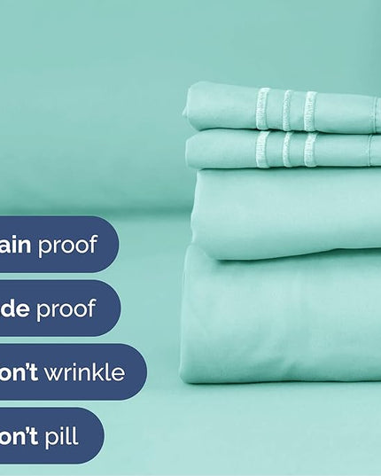 Cal King Size 4 Piece Sheet Set - Comfy Breathable & Cooling Bed Sheets Set - Hotel Luxury Bedding for Women, Men, Kids, Teens, Boys & Girls - Deep Pockets, Soft, Wrinkle Free - Oeko-Tex - Spa Blue