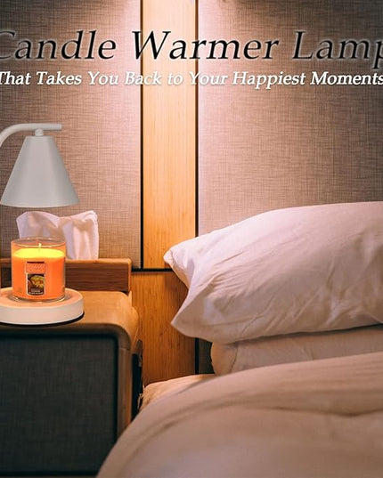 Candle Warmer Lamp, Electric Candle Lamp Warmer Birthday for Mom Women Home Bedroom Decor Dimmable Wax Melt Warmer for Scented Wax with 2 Bulbs, Jar Candles (White)