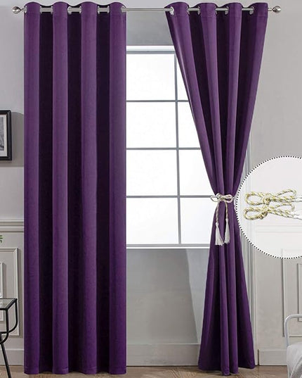 Yakamok Purple Blackout Curtains Room Darkening Thermal Insulated Grommet top Window Curtains for Living Room, 52 x 84 Inch,One Pair