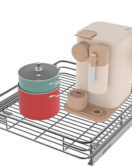 Pull Out Cabinet Organizer (20" W x 21" D), Put Out Shelves for Kitchen Cabinets, Roll Out Drawers Heavy-Duty Metal Sliding Shelf, Bottom Mount