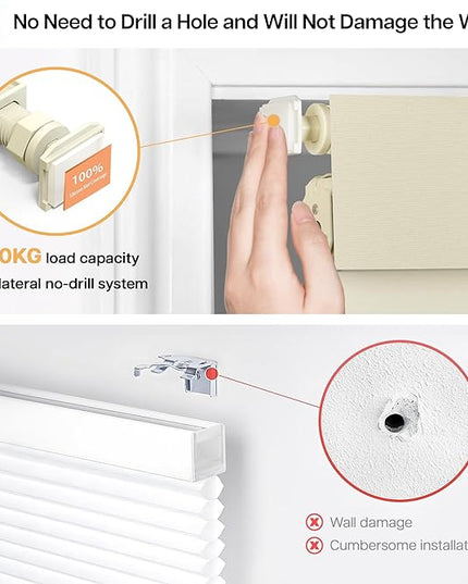 LazBlinds No Drill Blinds for Indoor Windows, Blackout Roller Shades, Cordless Window Blackout Blinds, Thermal Insulated Fabric UV Protection for Home and Office, 48" W x 72" H, Beige