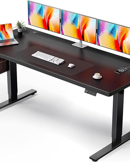 SIAGO Electric Standing Desk Adjustable - 71x30 Inch Sit Stand Desk with 1 Inch Thick Tabletop, Double Beam Frame, 3 Memory Height Adjustment, Cable Management for Home Office