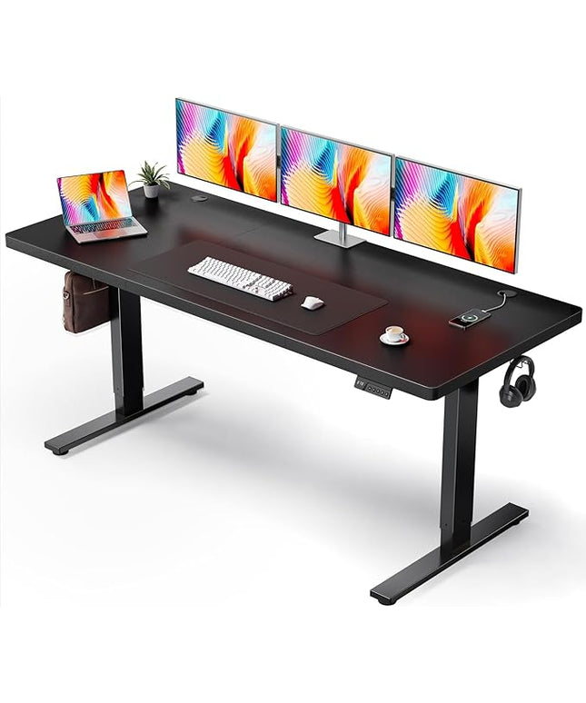 SIAGO Electric Standing Desk Adjustable - 71x30 Inch Sit Stand Desk with 1 Inch Thick Tabletop, Double Beam Frame, 3 Memory Height Adjustment, Cable Management for Home Office
