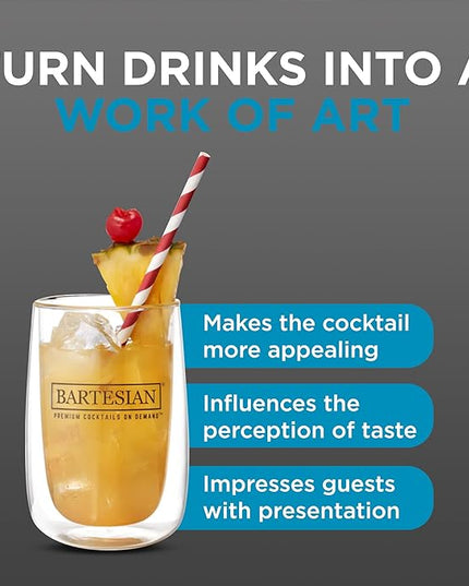 Bartesian Cocktail Glass Sets - Stemless Margarita Drinking Glassware for Cocktails & Mocktails - Bar Glasses for Martini, Margarita, Pina Colada, Whiskey Sour, Old Fashioned - Set of 2