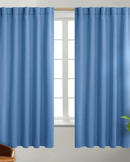 BGment Rod Pocket and Back Tab Blackout Curtains for Bedroom - Thermal Insulated Room Darkening Curtains for Living Room, 2 Window Curtain Panels (42 x 63 Inch, Faded Denim)